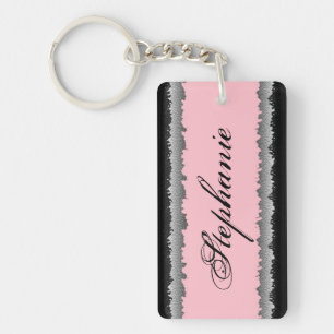 Kundengerechtes hellrosa Schwarzes zerrissener Schlüsselanhänger