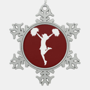 Kundengerechtes Hintergrund-Cheerleader Schneeflocken Zinn-Ornament