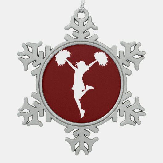 Kundengerechtes Hintergrund-Cheerleader Schneeflocken Zinn-Ornament (Vorderseite)