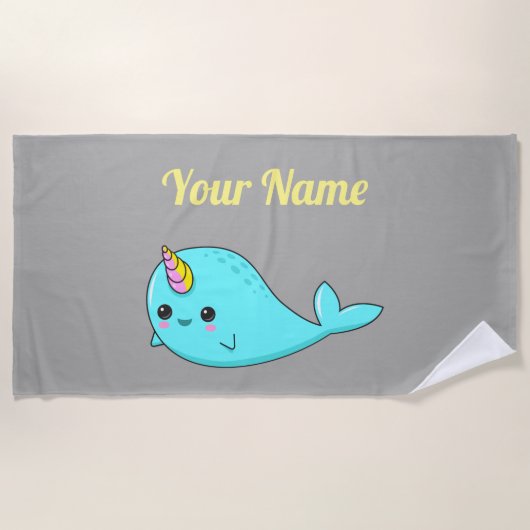 Kundengerechtes Kawaii Narwhal Badetuch (Vorderseite)