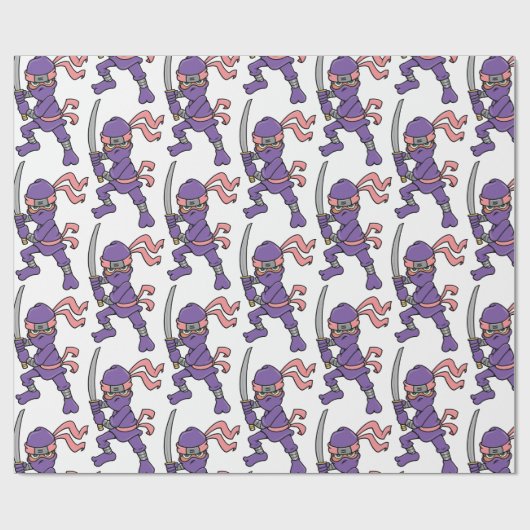 Kundengerechtes lila Ninja Muster Geschenkpapier (Flach)