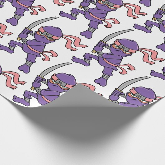 Kundengerechtes lila Ninja Muster Geschenkpapier (Ecke)