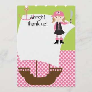 Kundengerechtes Mädchen-Piraten-Schiff danken Dankeskarte
