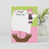 Kundengerechtes Mädchen-Piraten-Schiff danken Dankeskarte (Stehend Vorderseite)