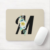 Kundengerechtes Monogramm w/White u. Aqua mit Mousepad (Mit Mouse)