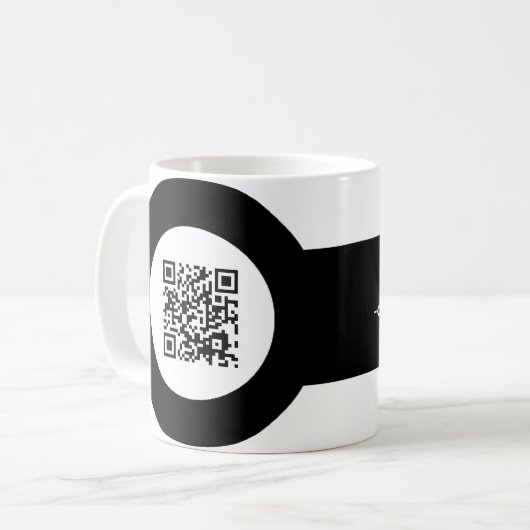 kundengerechtes QR Code magstrip Kaffeetasse (Vorderseite Links)
