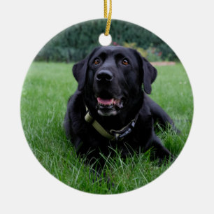 Kundengerechtes schwarzes Labrador retriever Keramik Ornament