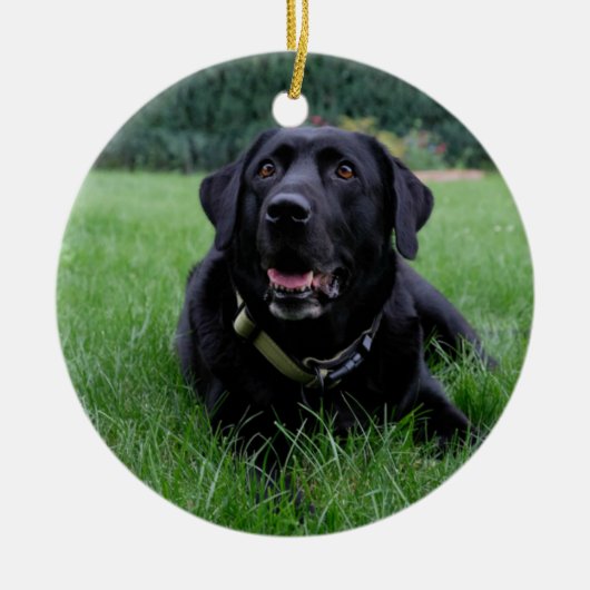 Kundengerechtes schwarzes Labrador retriever Keramik Ornament (Vorne)
