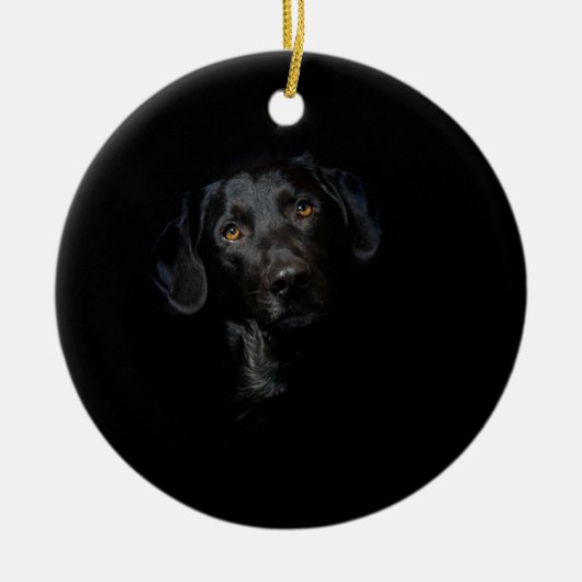 Kundengerechtes schwarzes Labrador retriever Keramikornament (Vorne)