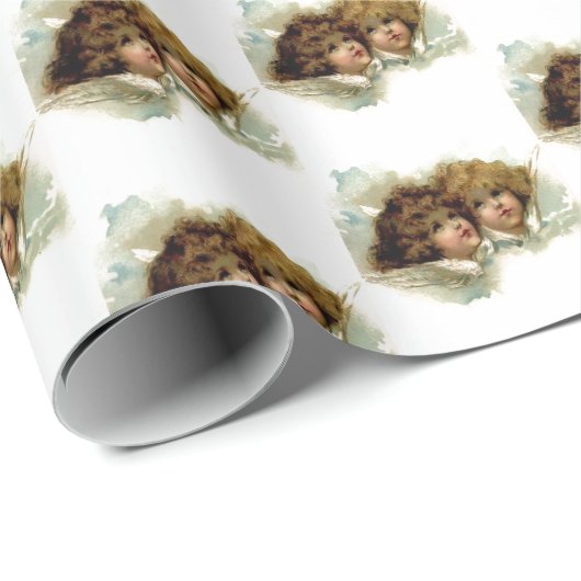 KUNDENGERECHTES VINTAGES ENGEL Verpackungs-Papier Geschenkpapier (Rolleneckpunkt)