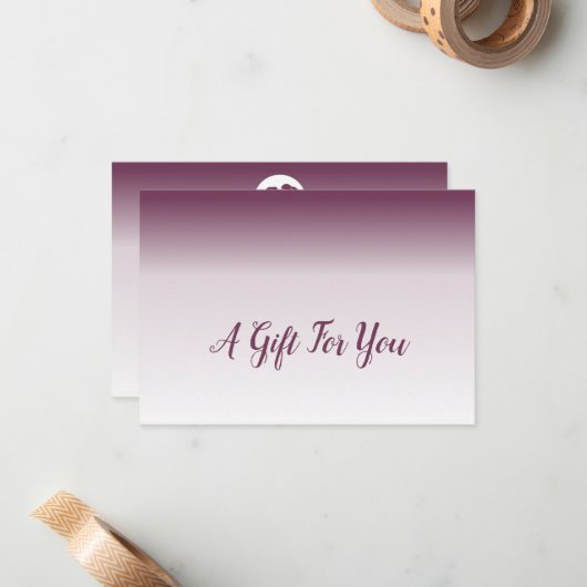 💝 Kundenkarte für Lila und weiße Geschenkgutschei Mitteilungskarte (Vorderseite/Rückseite Beispiel)