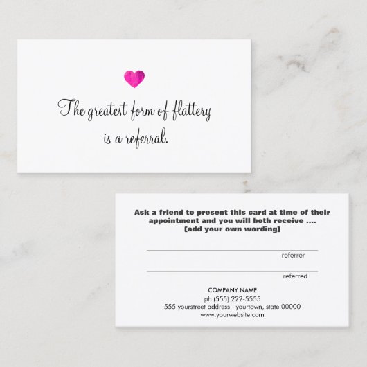 Kundenkarte für niedliche Imitate - Rosa Foil-Foil Empfehlungskarte (Vorne/Hinten)