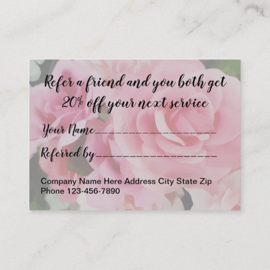 Kundenkarten Empfehlungskarte (Rückseite)