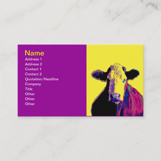 Kundenkartenvorlage für helle, fette Kuh-Pop Visitenkarte (Vorderseite)