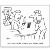 Kundenmädchen Pub Barmaid Cartoon. Aufkleber (Vorderseite)