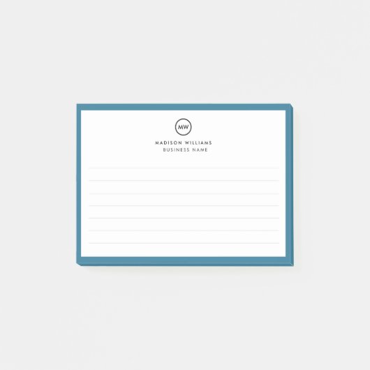 Kundenminimale Monogramm Postit-Notizen Post-it Klebezettel (Vorderseite)