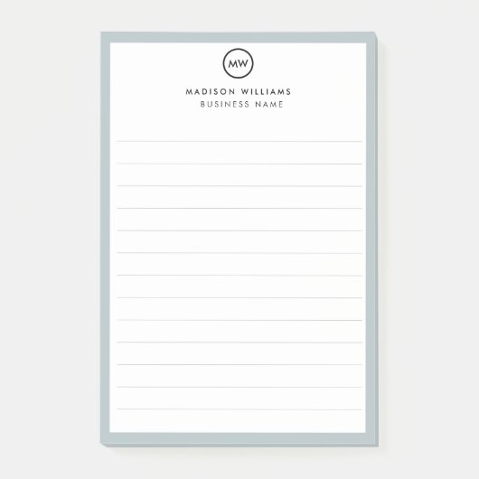 Kundenminimale Monogramm Postit-Notizen Post-it Klebezettel (Vorderseite)