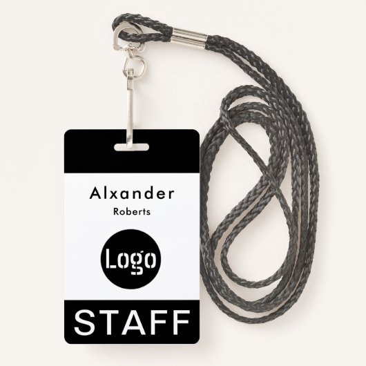 Kundenname Abzeichen-Logo Ausweis (Vorderseite mit Schlüsselband)