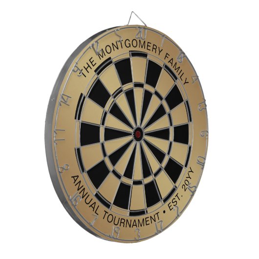 Kundenname Name Gold Schwarz Personalisiert Dartscheibe (Vorderseite Links)