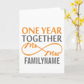 Kundenname und Frau 1. Jahrestag Karte (Gelbe Blume)