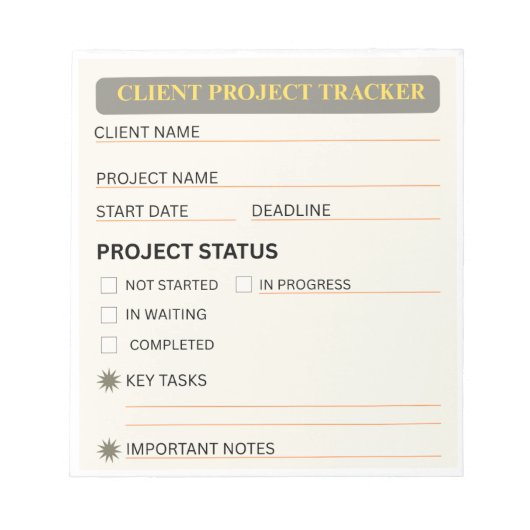 Kundenprojekt-Tracker Notizbuch Notizblock (Vorderseite)