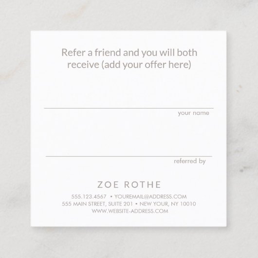 Kundenreferenz für den beleuchteten Silber-Salon-W Empfehlungskarte (Rückseite)