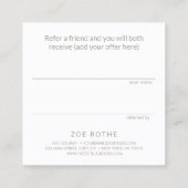 Kundenreferenz für den beleuchteten Silber-Salon-W Empfehlungskarte (Rückseite)