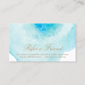 Kundenreferenz von Aqua Blue Abstrakt Watercolor Empfehlungskarte (Vorderseite)