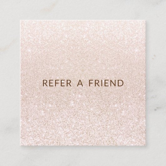 Kundenreferenz von Rosa Champagne Glitzer Salon Empfehlungskarte (Vorderseite)