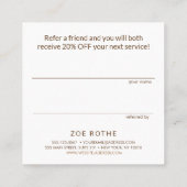 Kundenreferenz zum Light Blush Pink Linen Salon Empfehlungskarte (Rückseite)