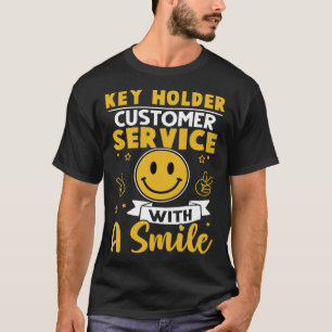Kundenservice für den Haupthalter mit einem Lächel T-Shirt