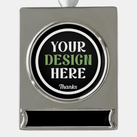 kundenspezifisch, einzigartig, elegant & minimalis Banner-Ornament silber (Vorderseite)