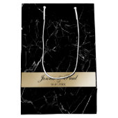 Kundenspezifisch Elegant Marmor Gold Mittlere Geschenktüte (Rückseite)