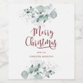 Kundenspezifisch Merry Christmas Greenery Weinetikett (Einzelnes Label)