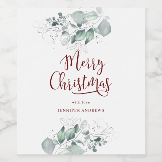 Kundenspezifisch Merry Christmas Greenery Weinetikett (Einzelnes Label)