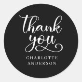 Kundenspezifisch, schwarz Danke, Aufkleber! Runder Aufkleber (Vorderseite)