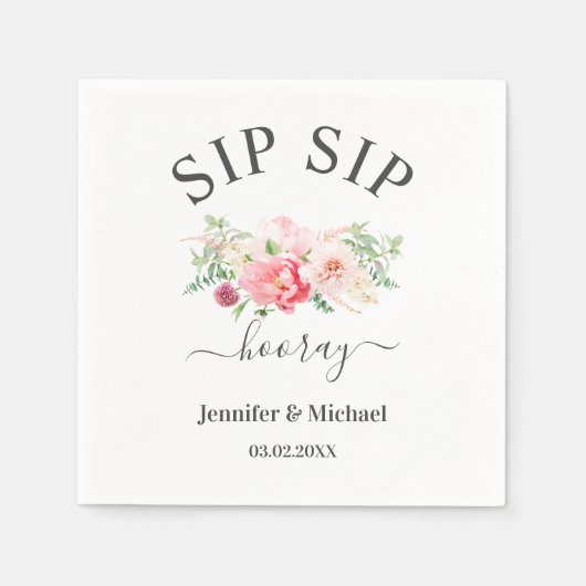 Kundenspezifisch "SIP SIP HOORAY" Blumen Serviette (Vorderseite)
