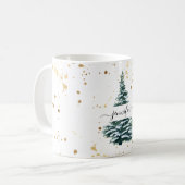 Kundenspezifisch winterliche Tannenbaum Kaffeetasse (Vorderseite Links)