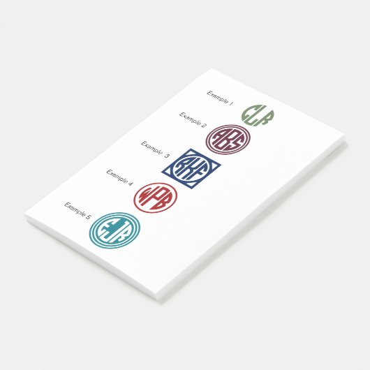 Kundenspezifische Anfangskreis-Monogramm der Post-it Klebezettel (angewinkelt)