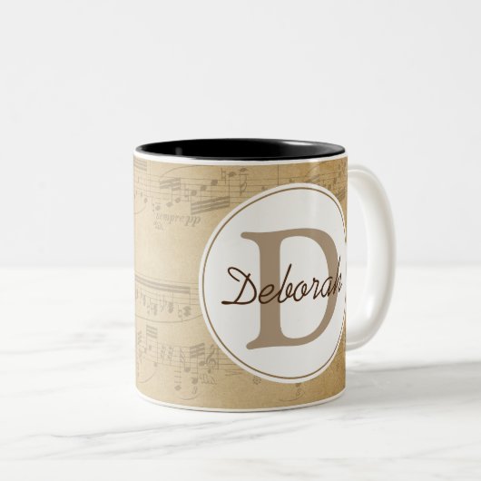 Kundenspezifische AnfangsMusiknoten-Tasse Zweifarbige Tasse (VorderseiteRechts)