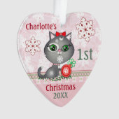 Kundenspezifische Baby-Katzen-erste Ornament (Vorderseite)