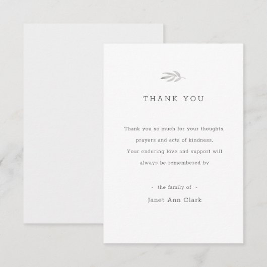 Kundenspezifische Beerdigung Dankeschön Karte (Vorne/Hinten)