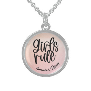 Kundenspezifische BESTE FREUNDIN Name Girls Rule F Sterling Silberkette