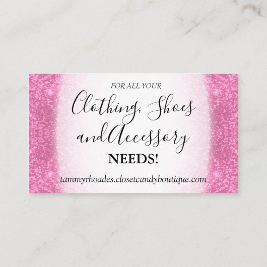 Kundenspezifische Bestellung - Rosa Glitzer und Lo Visitenkarte (Rückseite)