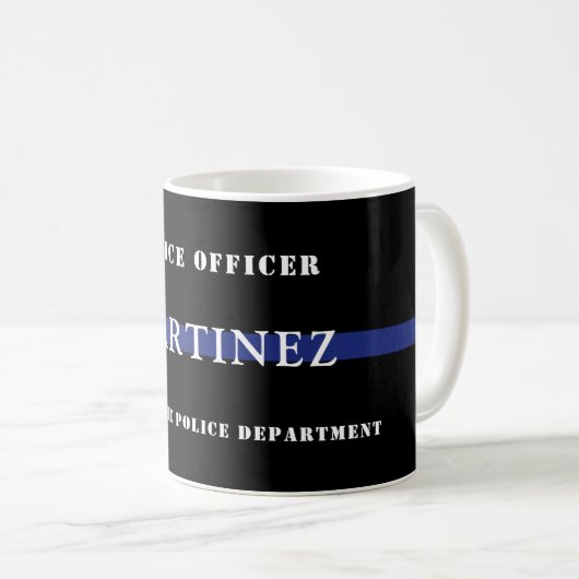 Kundenspezifische Bewertung von Thin Blue Line-Pol Kaffeetasse (VorderseiteRechts)