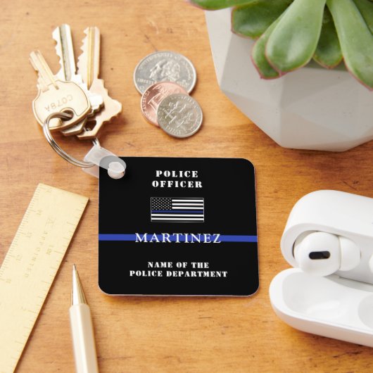 Kundenspezifische Bewertung von Thin Blue Line-Pol Schlüsselanhänger (Schreibtisch)