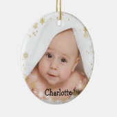 Kundenspezifische Bezeichnung und Foto Runde Schne Keramik Ornament (Rechts)