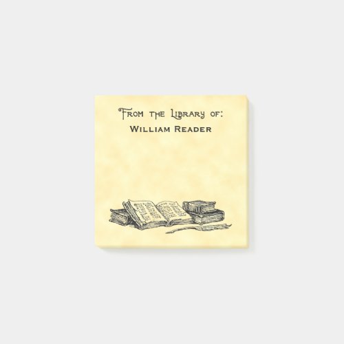 Kundenspezifische Bibliothek Der Vintagen Bucher Post It Klebezettel Meine Einladungskarten De