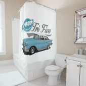 Kundenspezifische blaue Tri fünf Duschvorhang (Beispiel)