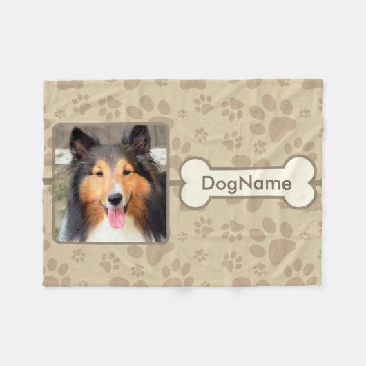 Kundenspezifische Brown-Tatzen-Drucke für Hunde Fleecedecke (Vorderseite (Horizontal))